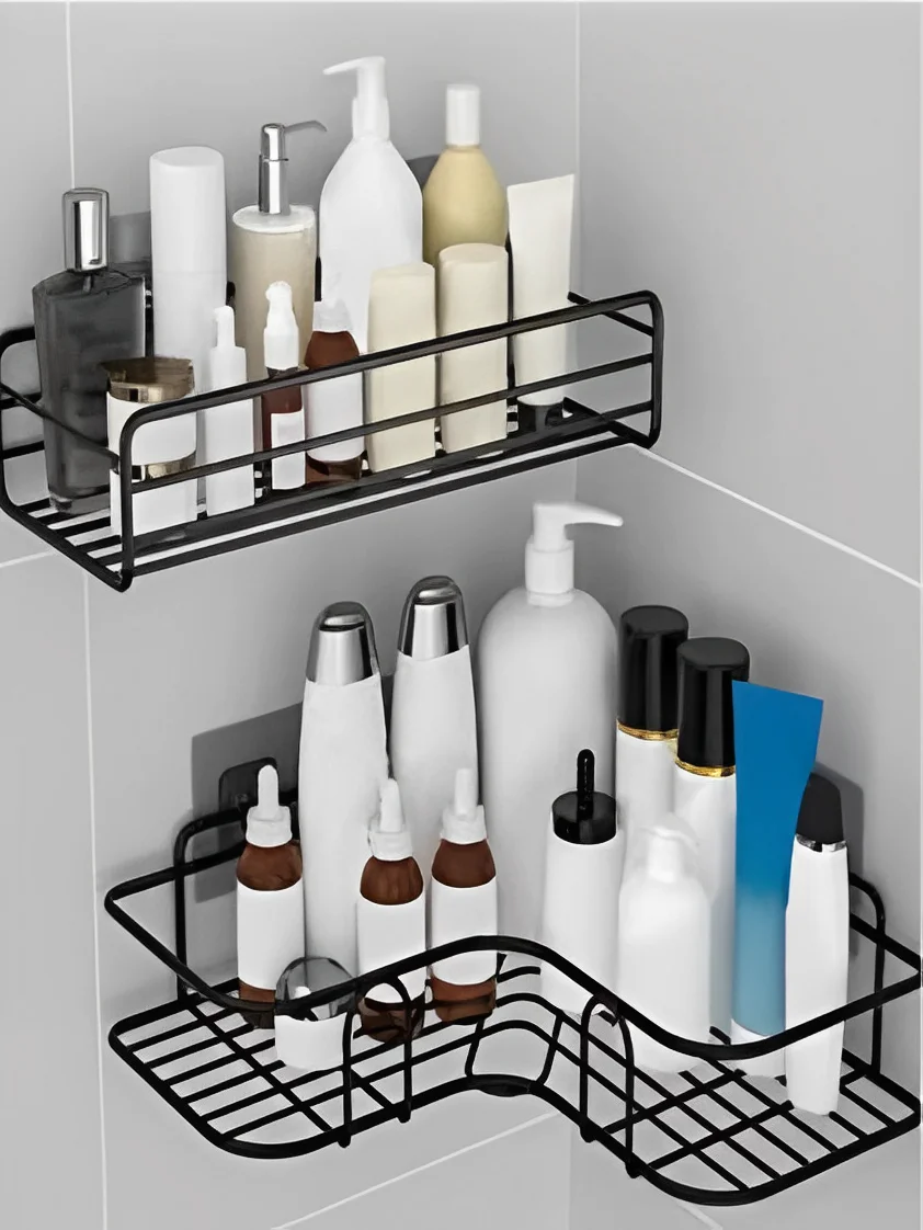 KIT 2 Prateleiras Suporte Com Alto Adesivos Para Parede Banheiro/Cozinha/Lavanderia. - Imagem 3
