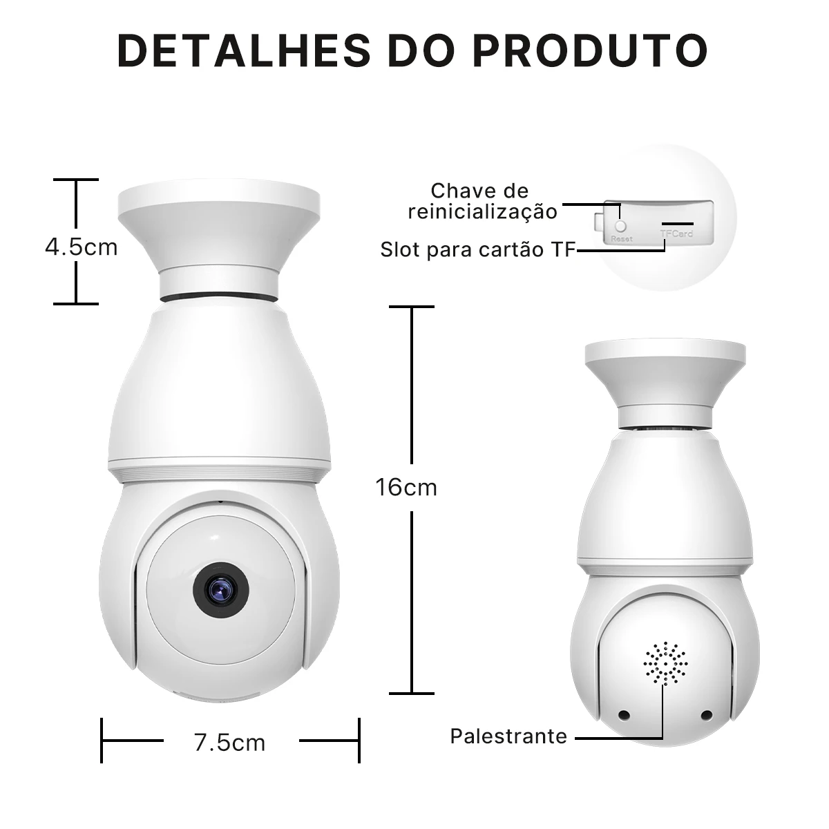 Câmera de Rede Sem Fio Com Lâmpada E27/Câmera Inteligente. - Imagem 11