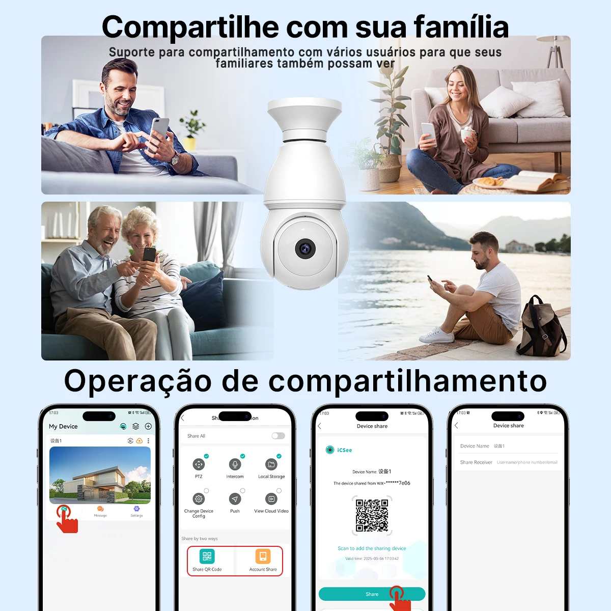 Câmera de Rede Sem Fio Com Lâmpada E27/Câmera Inteligente. - Imagem 10