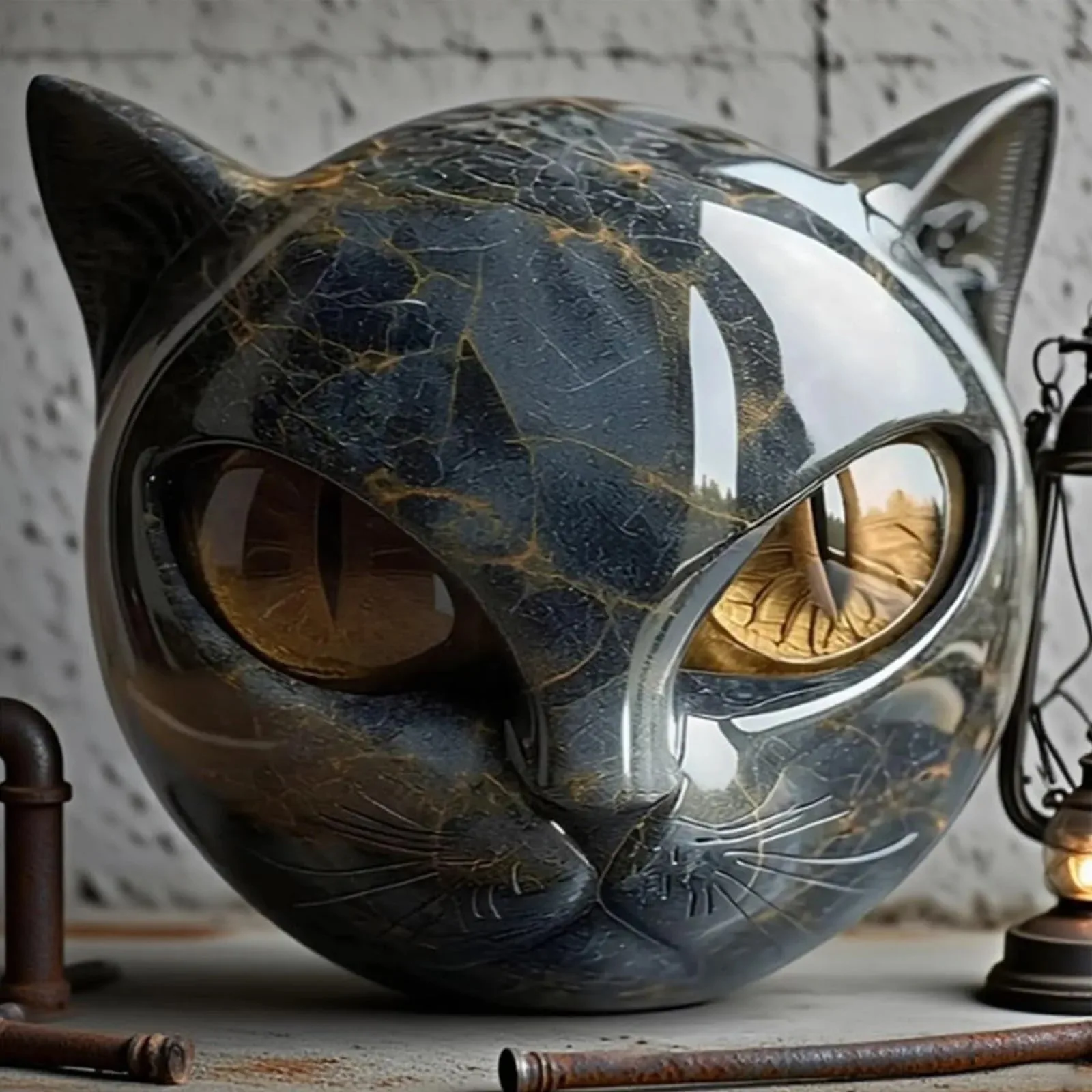 Estatueta Decorativa de Pedra de Gato Preto. - Imagem 4