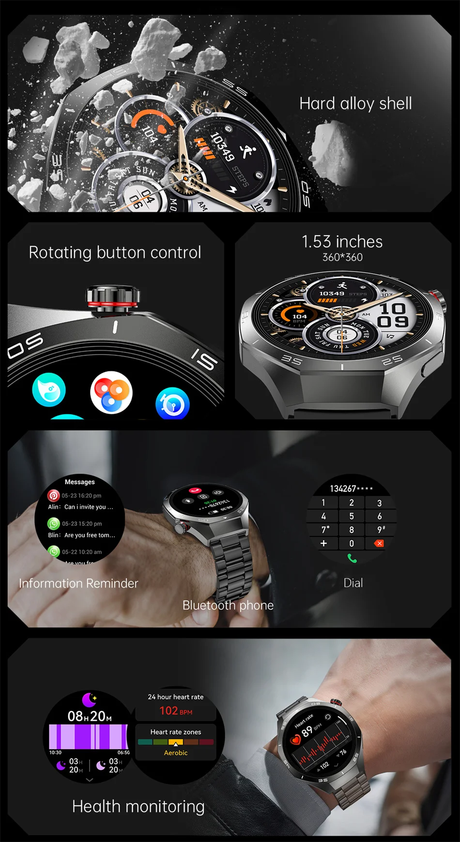 Relógio Inteligente 5 Pro Com GPS/Tela AMOLED 360*360. - Imagem 8