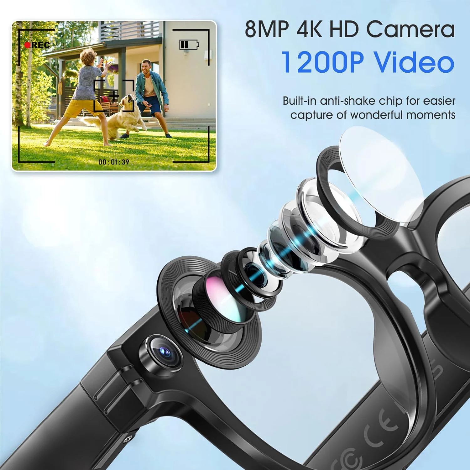 Câmera de 800w AI Óculos - Inteligente/Foto/Gravação de Vídeo. - Imagem 11