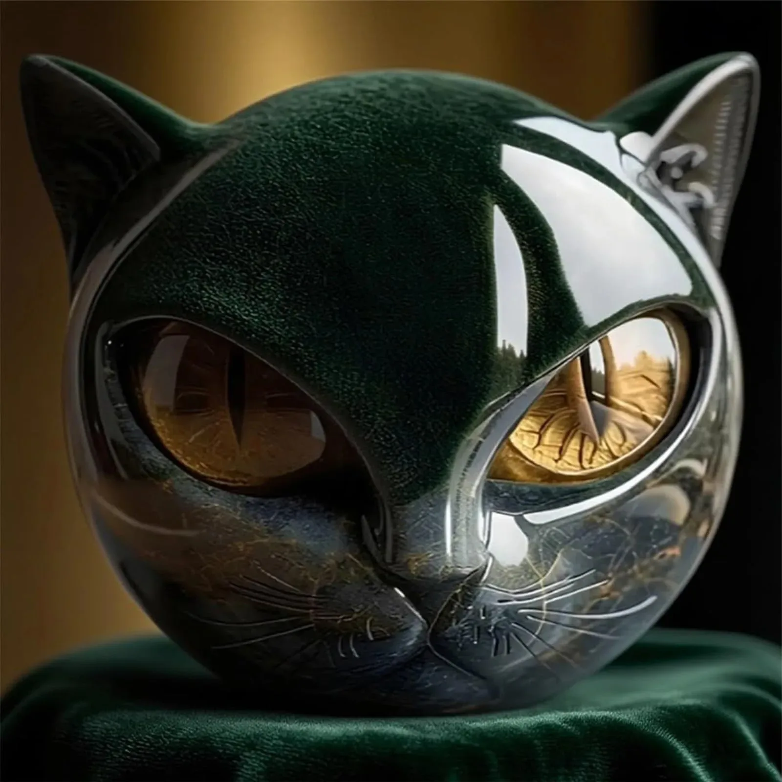 Estatueta Decorativa de Pedra de Gato Preto. - Imagem 2
