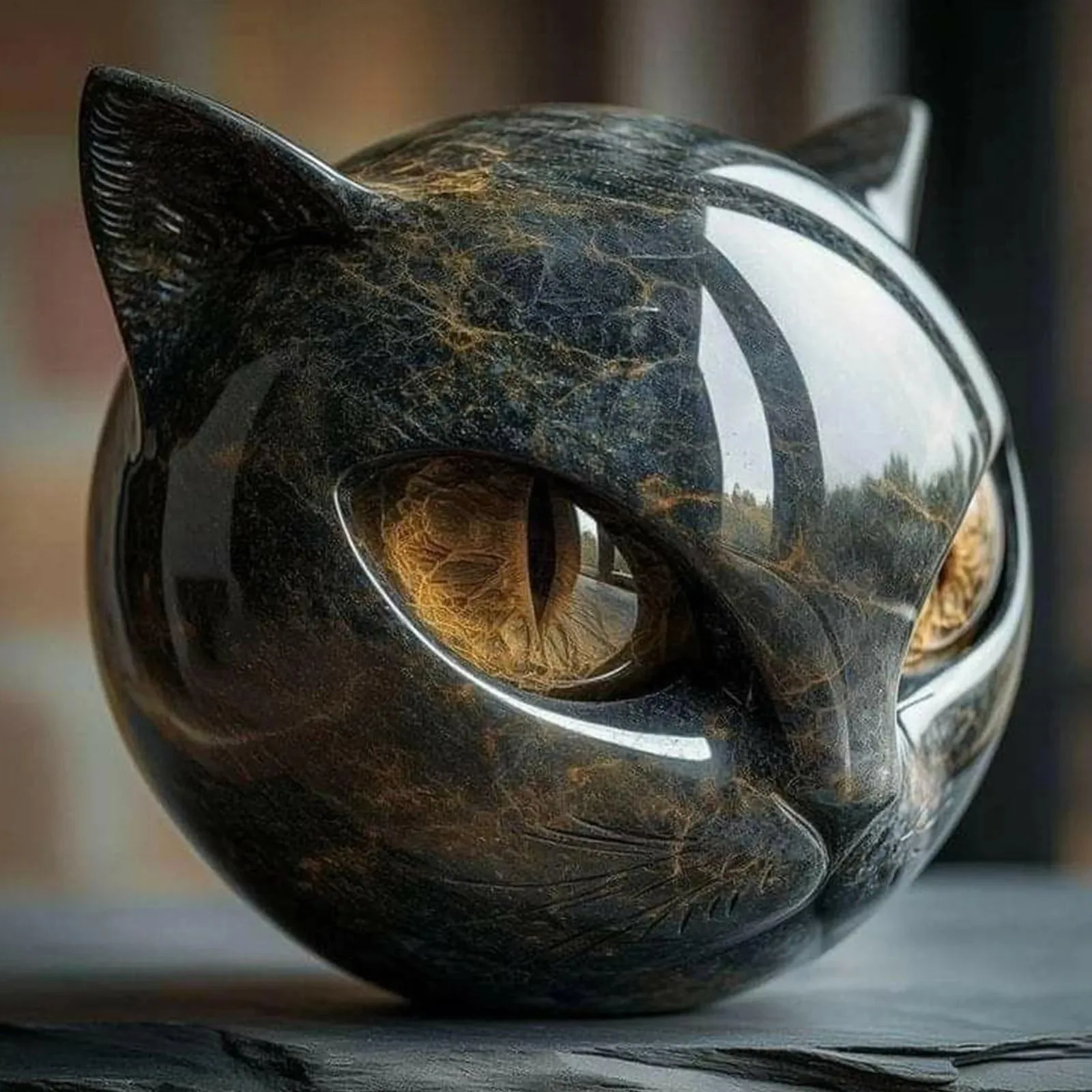 Estatueta Decorativa de Pedra de Gato Preto. - Imagem 6