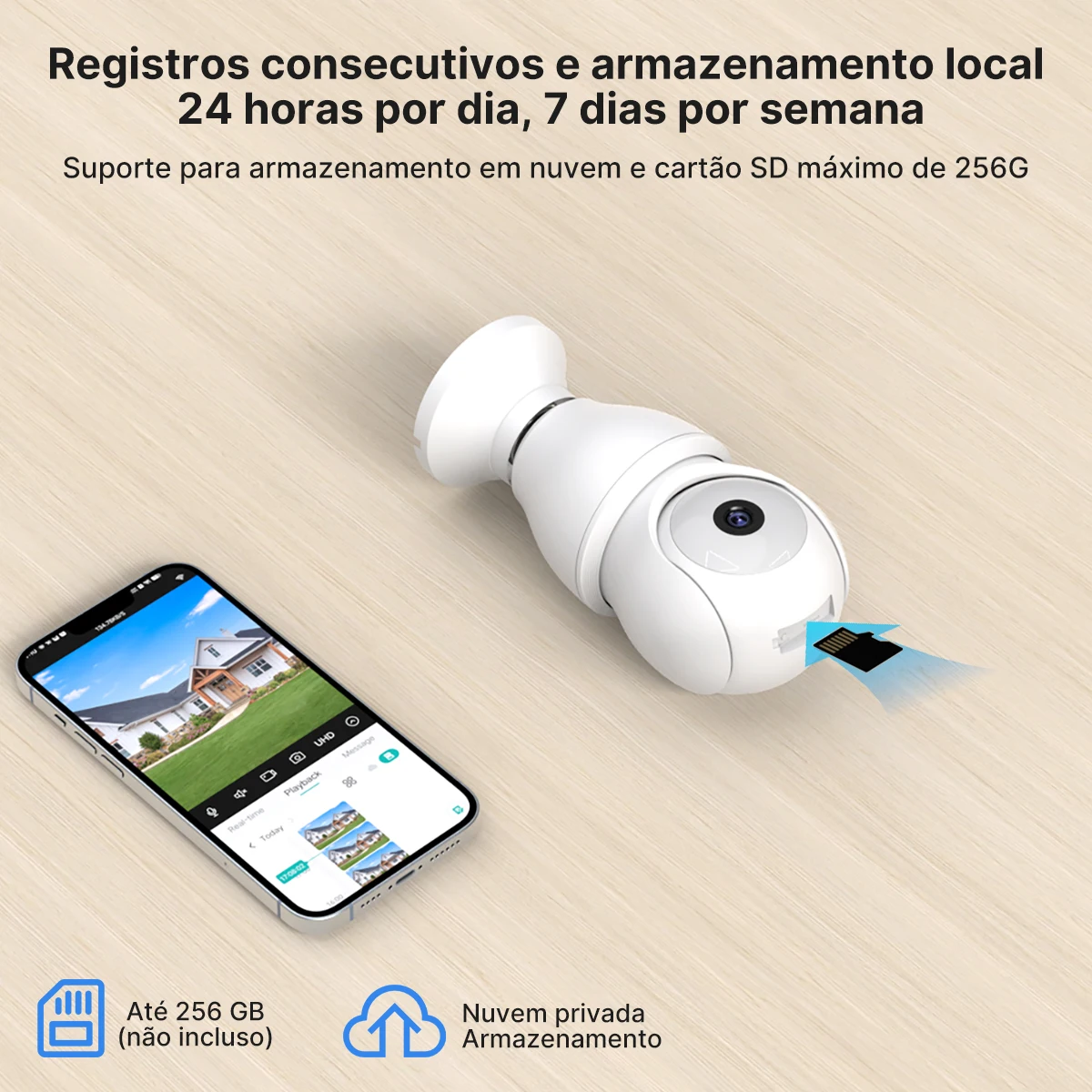 Câmera de Rede Sem Fio Com Lâmpada E27/Câmera Inteligente. - Imagem 9