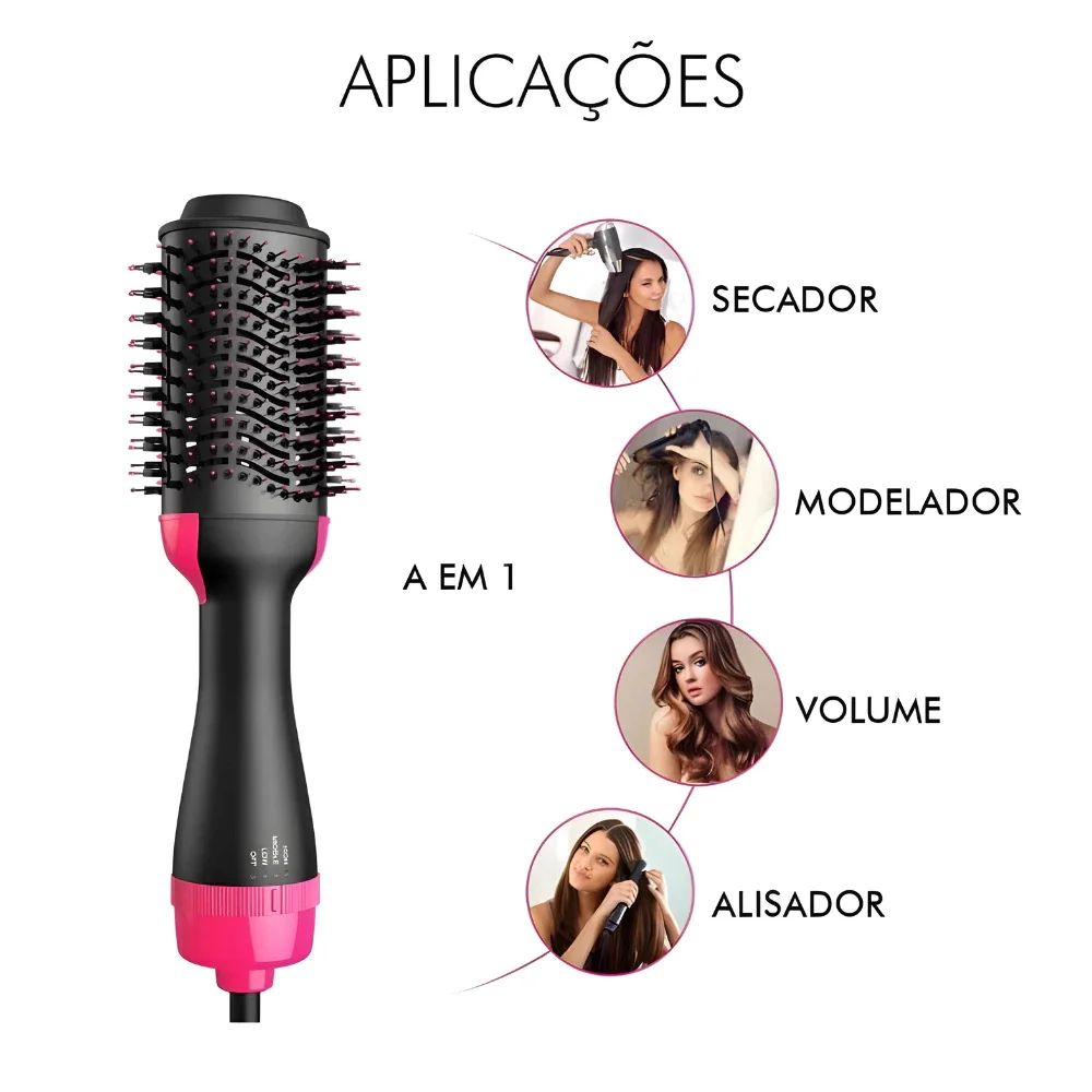 Escova Secadora Alisador Modelador 3 em 1 - Ar Quente/Pente. - Imagem 3