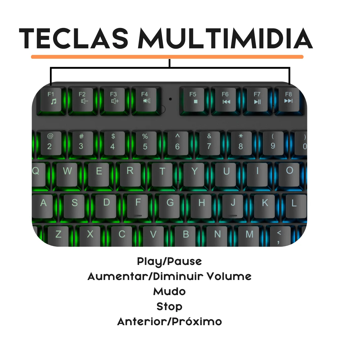 Teclado Gamer - Semi Mecânico/Led RGB/Abnt2. - Imagem 4