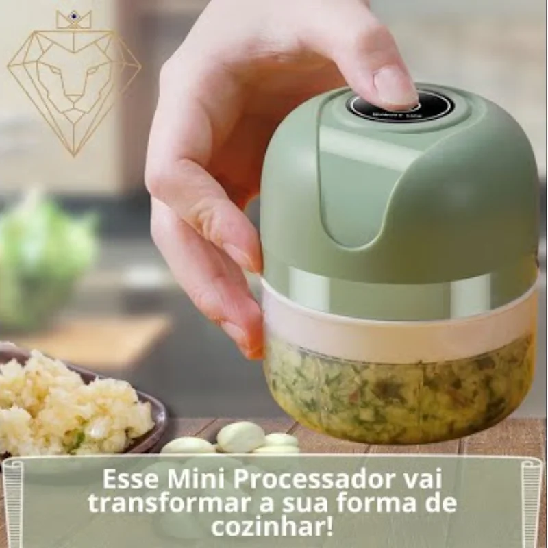 Mini Processador Elétrico de Alimentos Portátil - 3 lâminas de Aço Inox. - Imagem 3