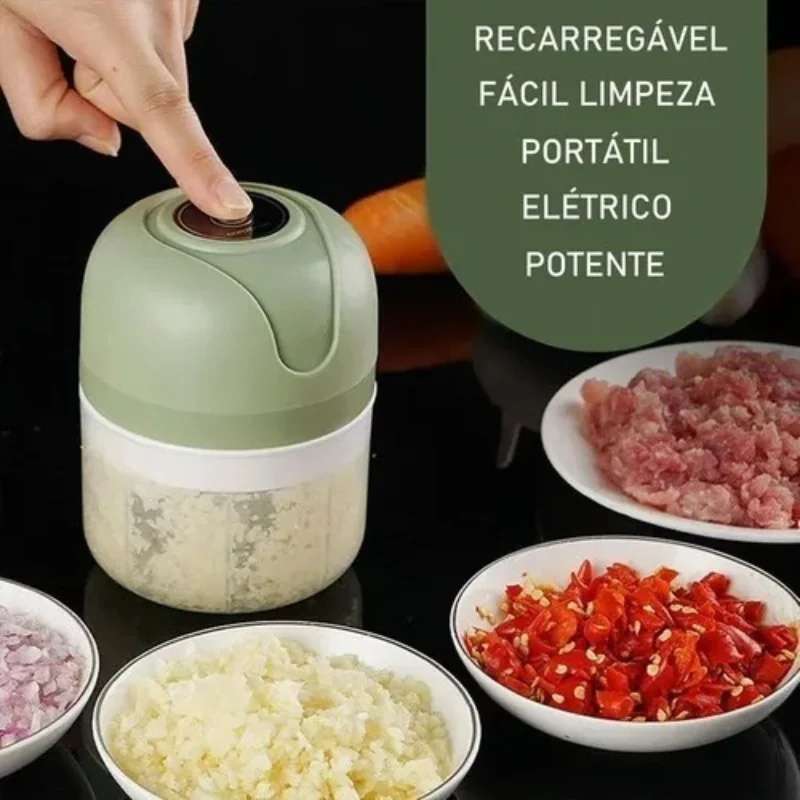 Mini Processador Elétrico de Alimentos Portátil - 3 lâminas de Aço Inox. - Imagem 6