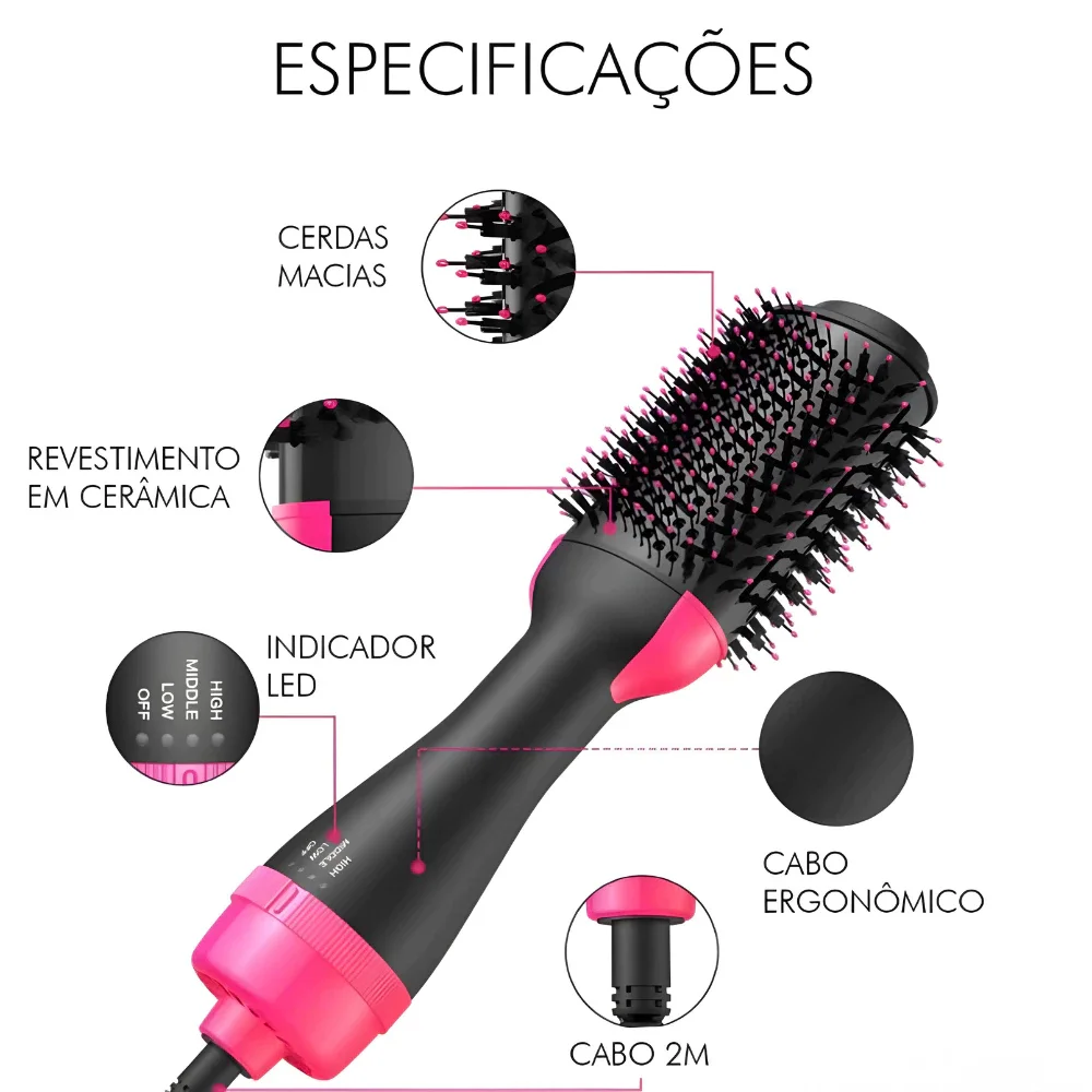 Escova Secadora Alisador Modelador 3 em 1 - Ar Quente/Pente. - Imagem 6