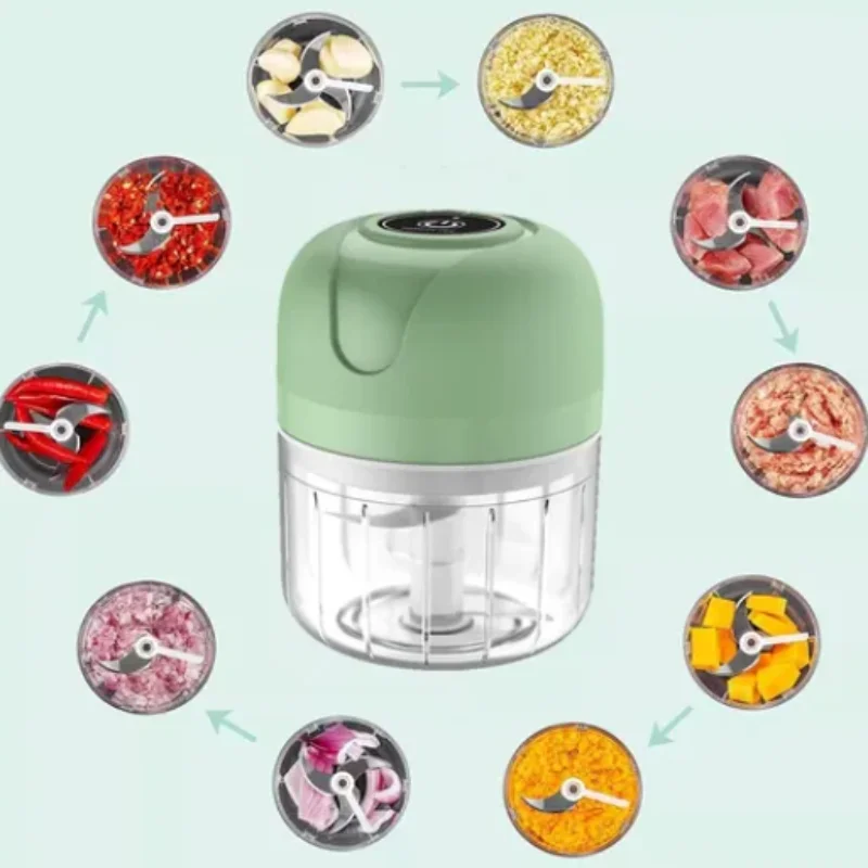 Mini Processador Elétrico de Alimentos Portátil - 3 lâminas de Aço Inox. - Imagem 2