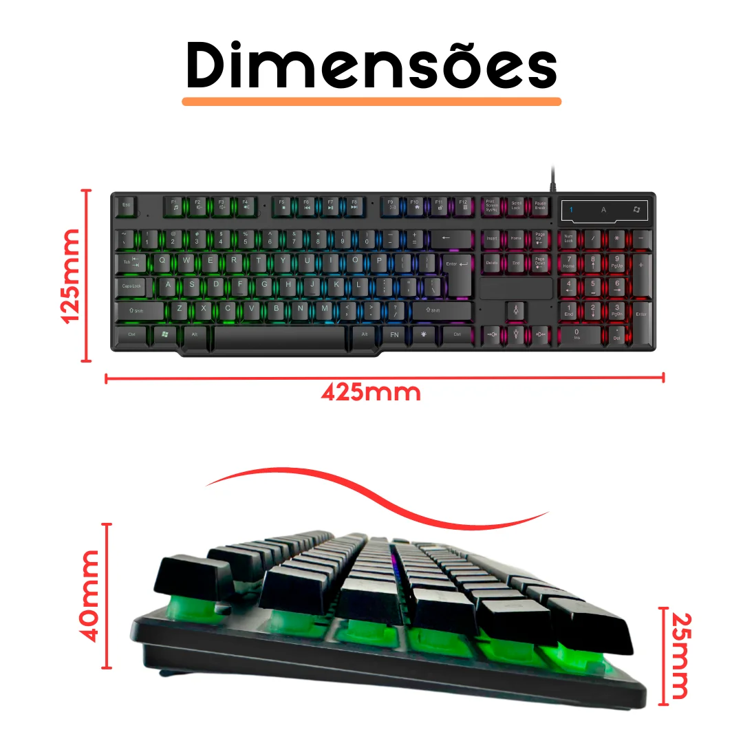 Teclado Gamer - Semi Mecânico/Led RGB/Abnt2. - Imagem 3