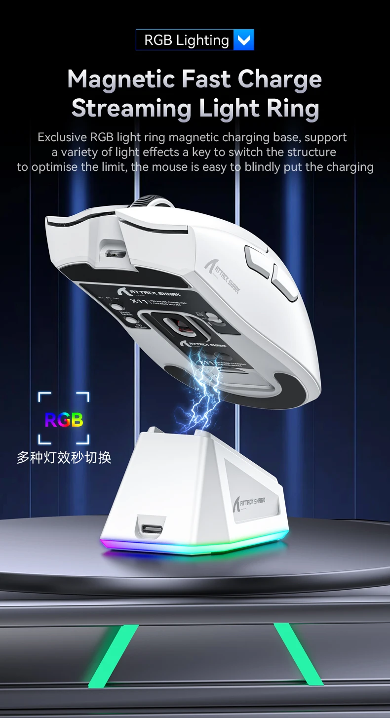 Mouse Gamer Sem Fio X11 - Tri-Mode RGB/Sensor Óptico PAW3311. - Imagem 11