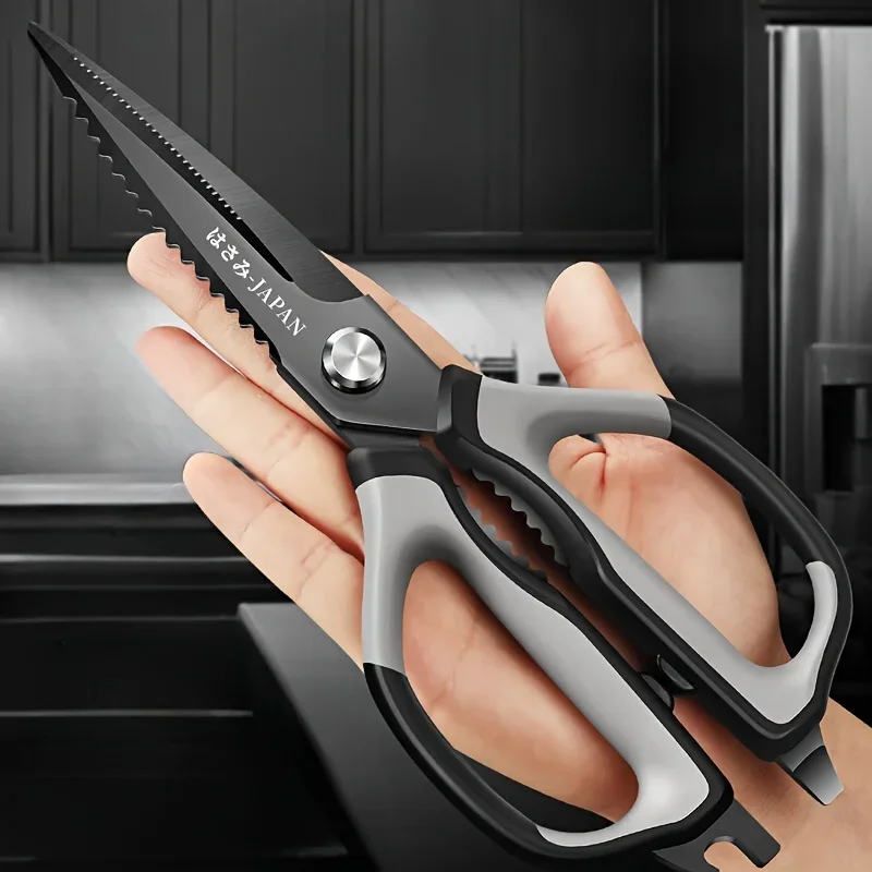 Tesoura de Cozinha de Aço Inoxidável/Titânio Preto.