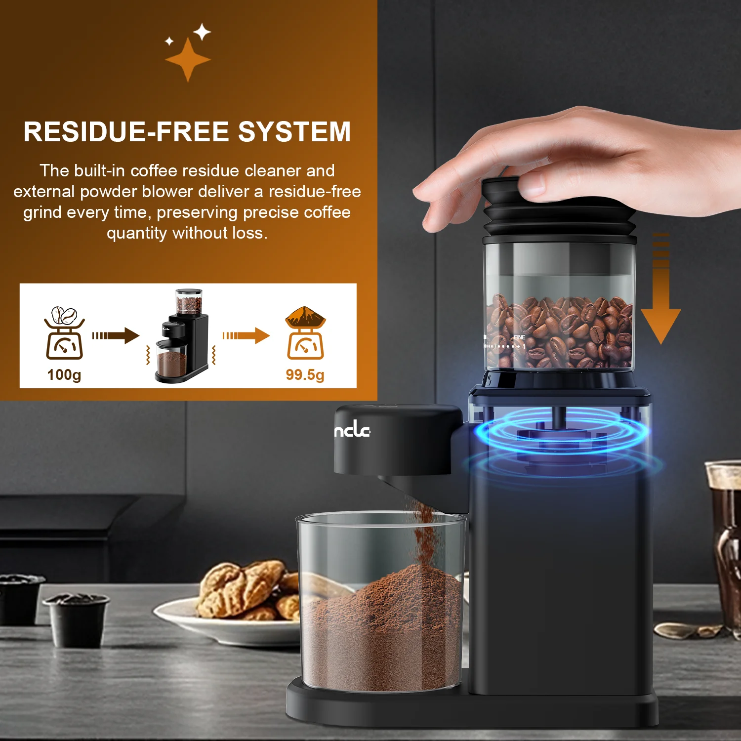 Moedor de Café Elétrico Cônico Com Tela Sensível ao Toque - Moedor de Grãos. - Imagem 4