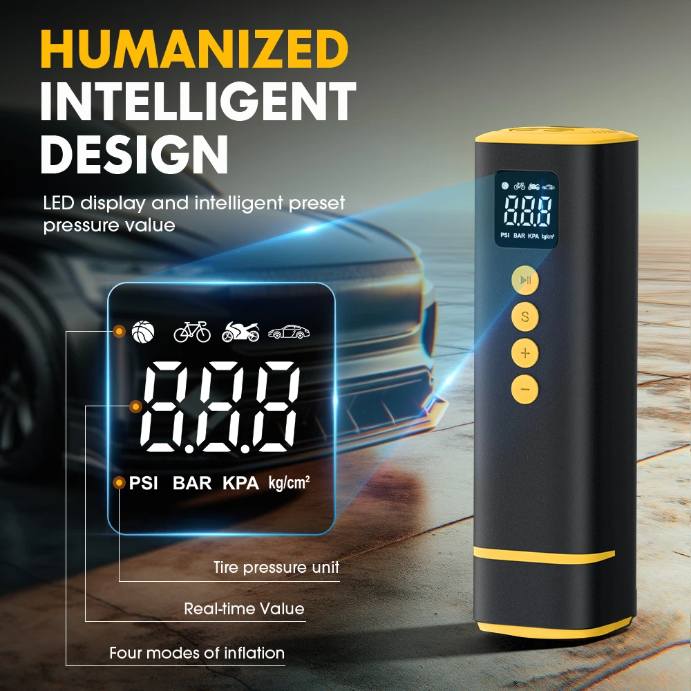 Calibrador de Pressão dos Pneus - Display Digital Carsun/Inflador Portátil. - Imagem 4