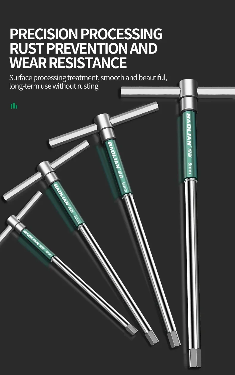 Conjunto de Chave Sextavada de 2.5mm a 10mm - Chave em "T"/Cromada. - Imagem 3