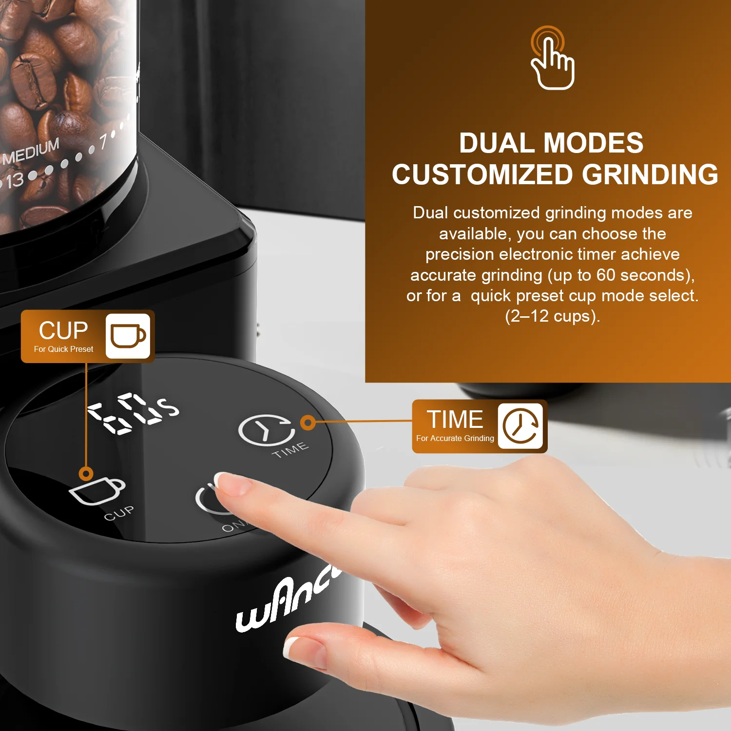 Moedor de Café Elétrico Cônico Com Tela Sensível ao Toque - Moedor de Grãos. - Imagem 6
