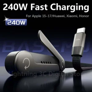 Carregador Rápido Dobrável – Suporte/Cabo de Dados240W.