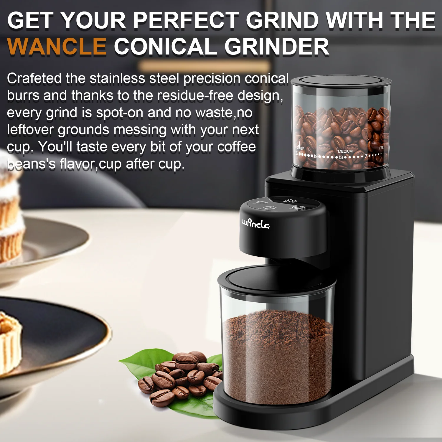 Moedor de Café Elétrico Cônico Com Tela Sensível ao Toque - Moedor de Grãos. - Imagem 3