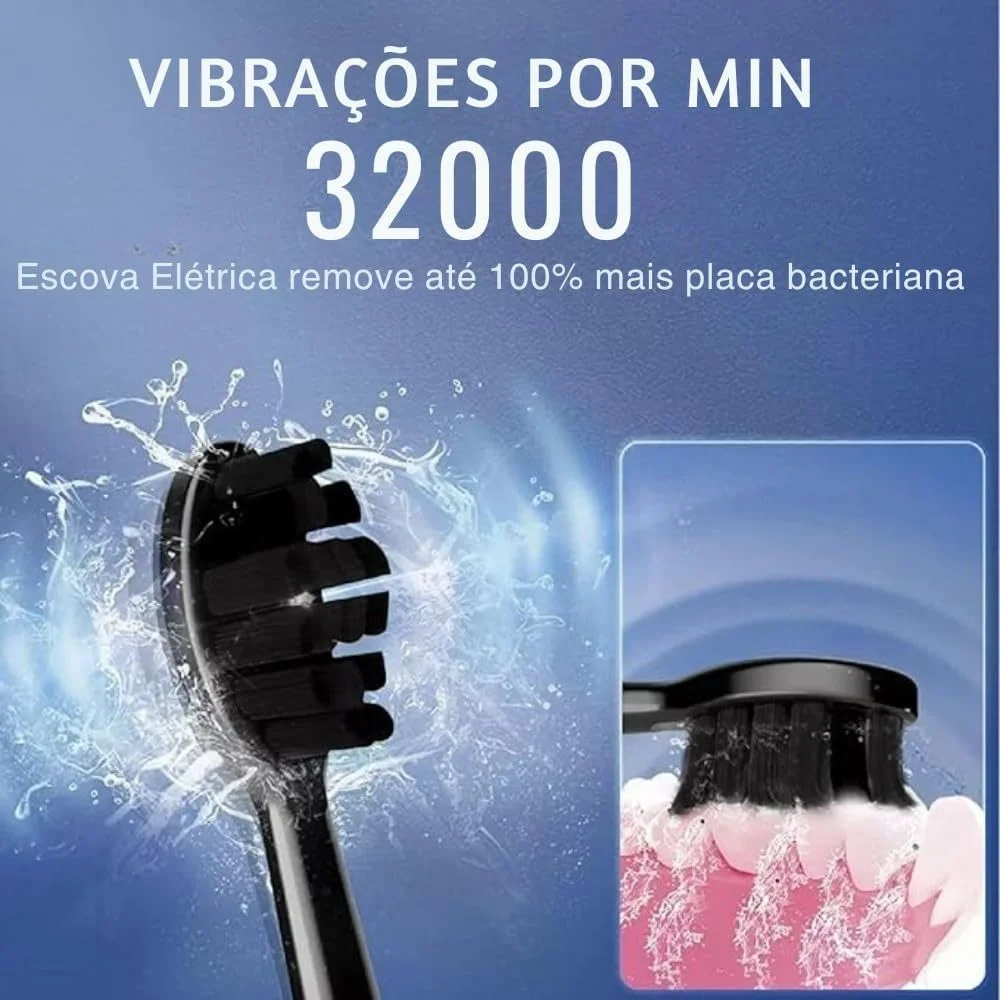 Escova Elétrica Com 4 Cabeças Substituíveis Inteligente - Ultrassônica. - Imagem 7