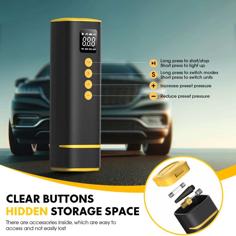 Calibrador de Pressão dos Pneus - Display Digital Carsun/Inflador Portátil. - Imagem 9