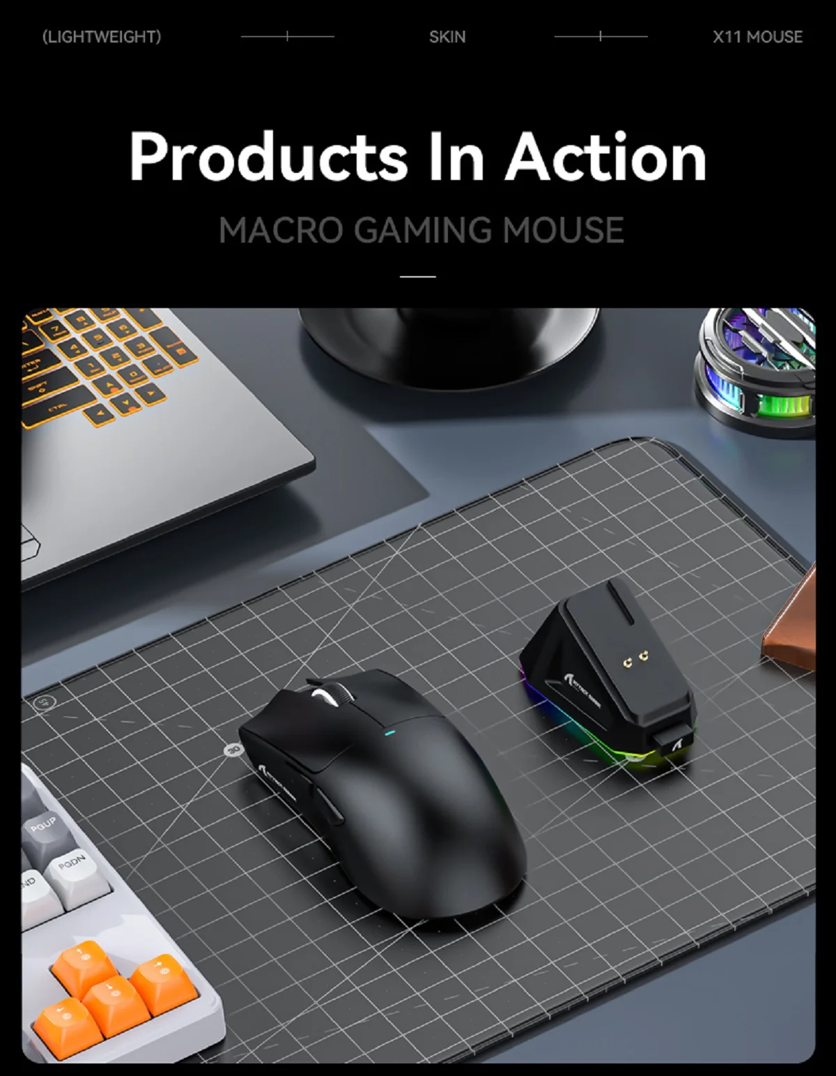 Mouse Gamer Sem Fio X11 - Tri-Mode RGB/Sensor Óptico PAW3311. - Imagem 10