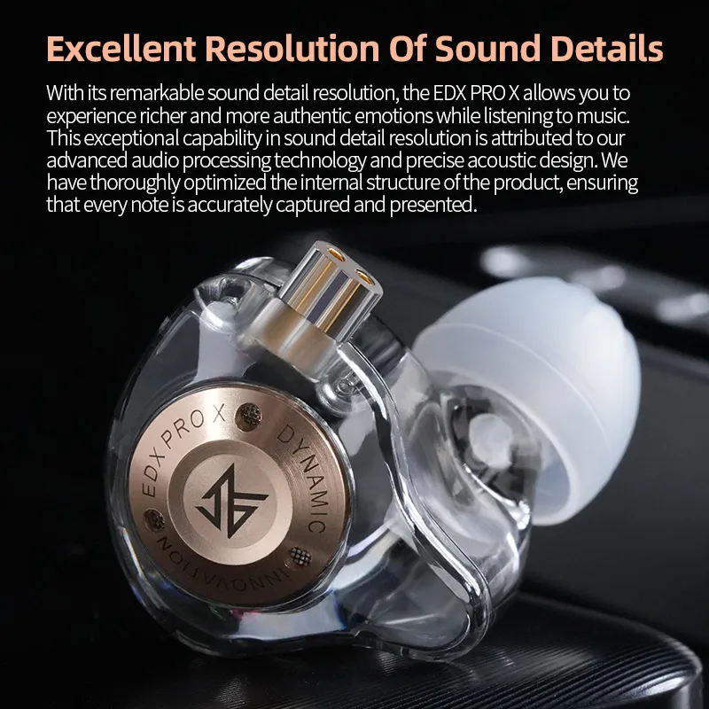 Fones de Ouvido HIFI Heavy Bass Fones Esportivos - Metal/KZ EDX PRO X Dynamic Drive Fones. - Imagem 5