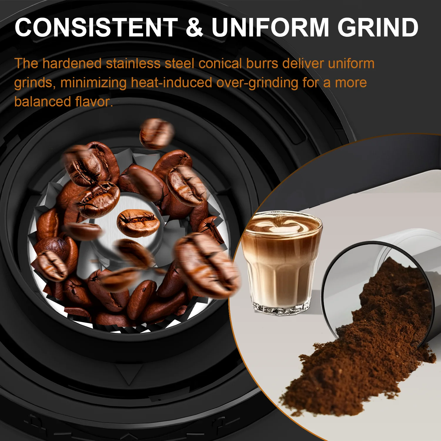 Moedor de Café Elétrico Cônico Com Tela Sensível ao Toque - Moedor de Grãos. - Imagem 7