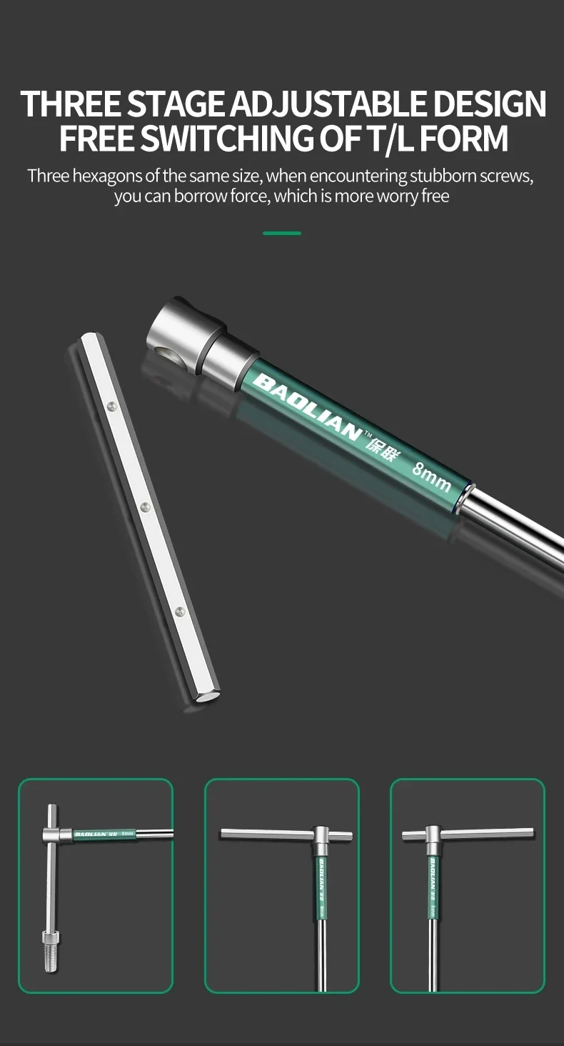 Conjunto de Chave Sextavada de 2.5mm a 10mm - Chave em "T"/Cromada. - Imagem 6