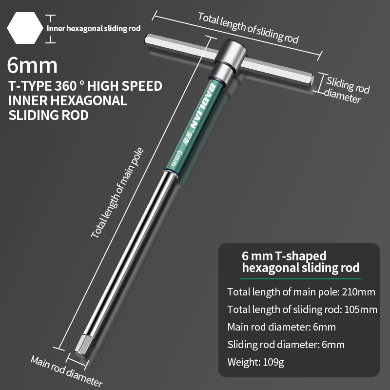 Conjunto de Chave Sextavada de 2.5mm a 10mm - Chave em "T"/Cromada. - Imagem 18