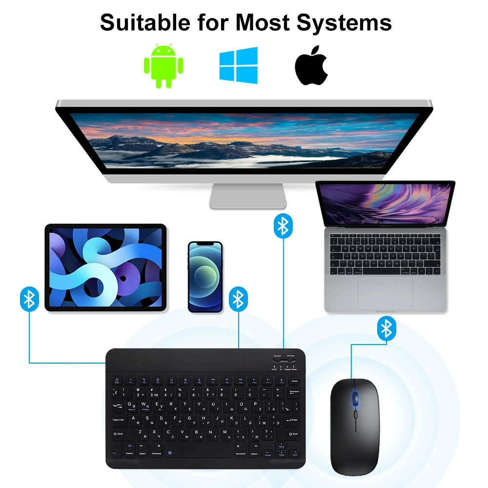Teclado e Mouse Sem Fio - Bluetooth/IOS/ANDROID/WINDOWS. - Imagem 19