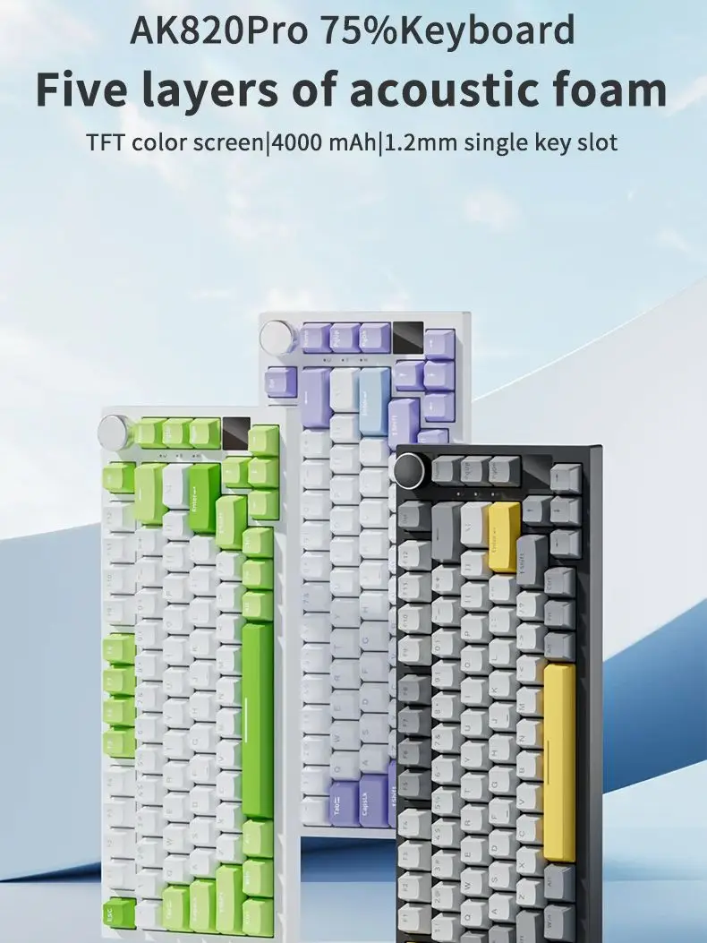 Teclado Mecânico Para Jogos AJAZZ-AK820 Pro/Com fio/2.4GHz.