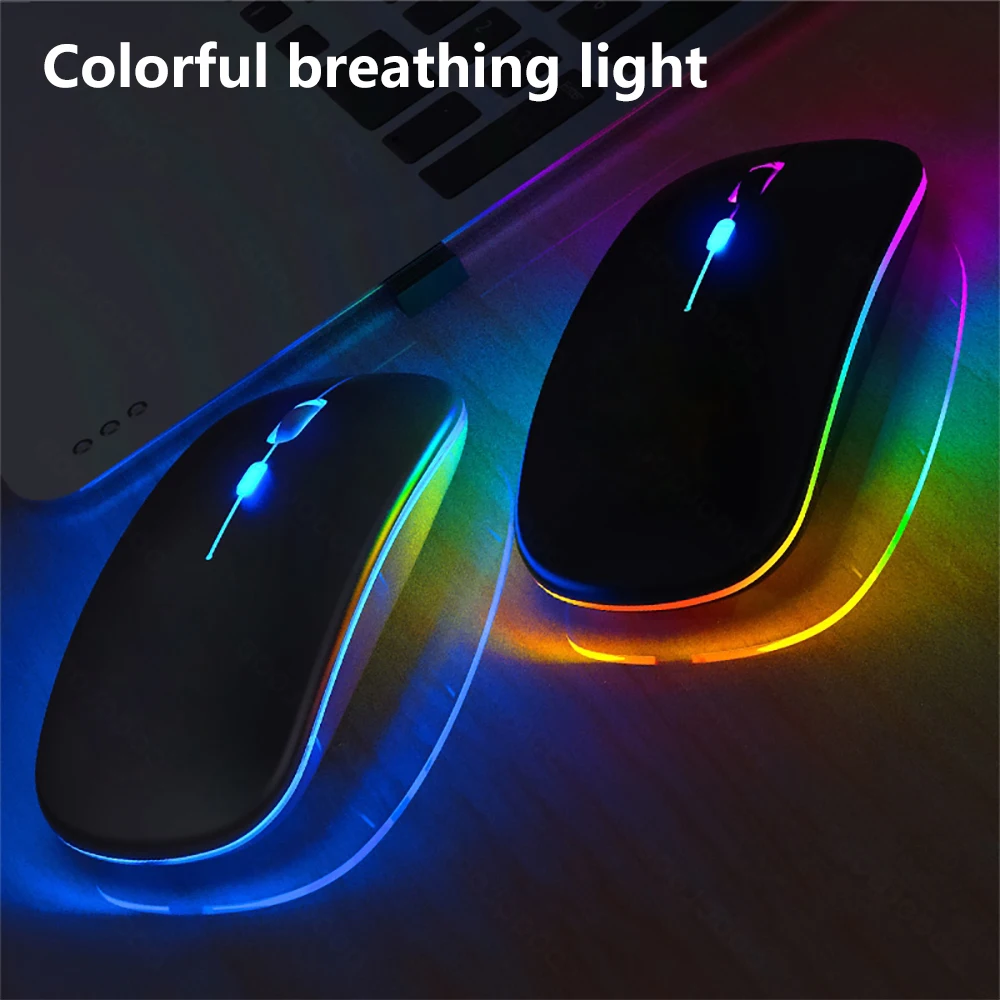 Mouse Modo Duplo Recarregável - Luz Colorida GOOJODOQ Bluetooth + 2.4G.