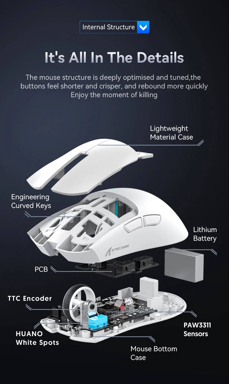 Mouse Gamer Sem Fio X11 - Tri-Mode RGB/Sensor Óptico PAW3311. - Imagem 15