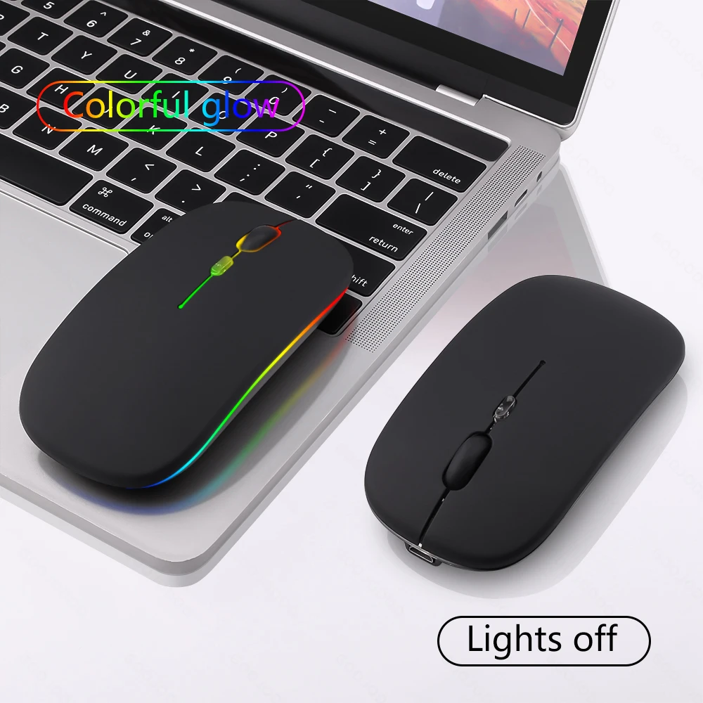 Mouse Modo Duplo Recarregável - Luz Colorida GOOJODOQ Bluetooth + 2.4G. - Imagem 7