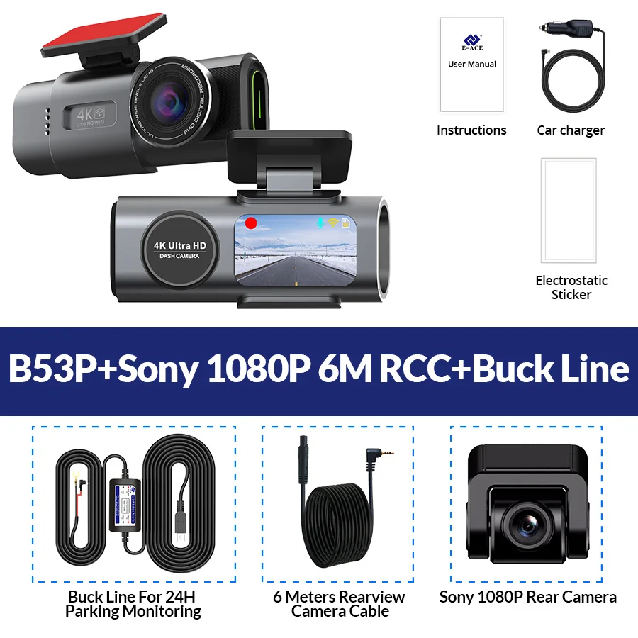 Câmera de Carro DVR - Visão Noturna/Gravador de Vídeo/Suporte Wi-Fi/Dash Cam 4K UHD. - Imagem 18
