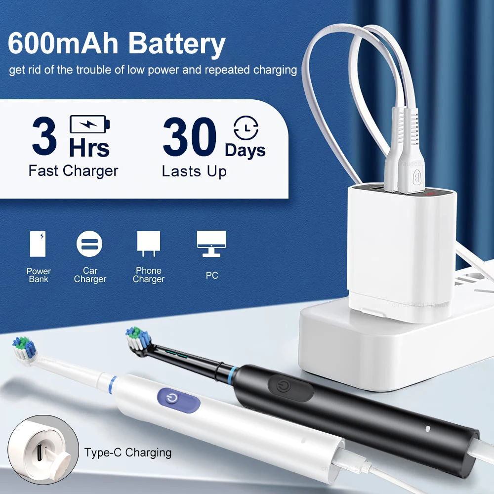 Escova de Dentes Elétrica - Com 4/8 cabeças de substituição. - Imagem 12