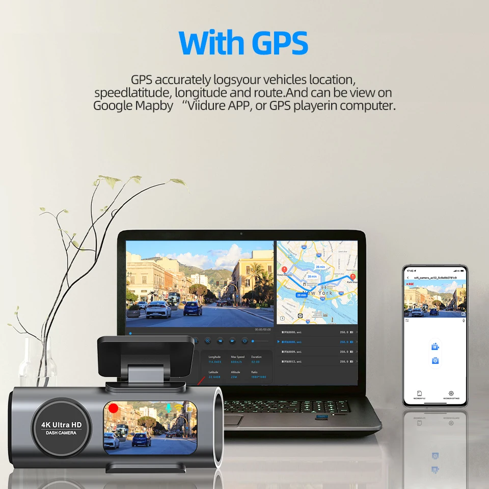 Câmera de Carro DVR - Visão Noturna/Gravador de Vídeo/Suporte Wi-Fi/Dash Cam 4K UHD. - Imagem 4