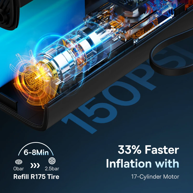 Calibrador Sem Fio Portátil - Inflador de Pneus/Compressor/Display Digital. - Imagem 9