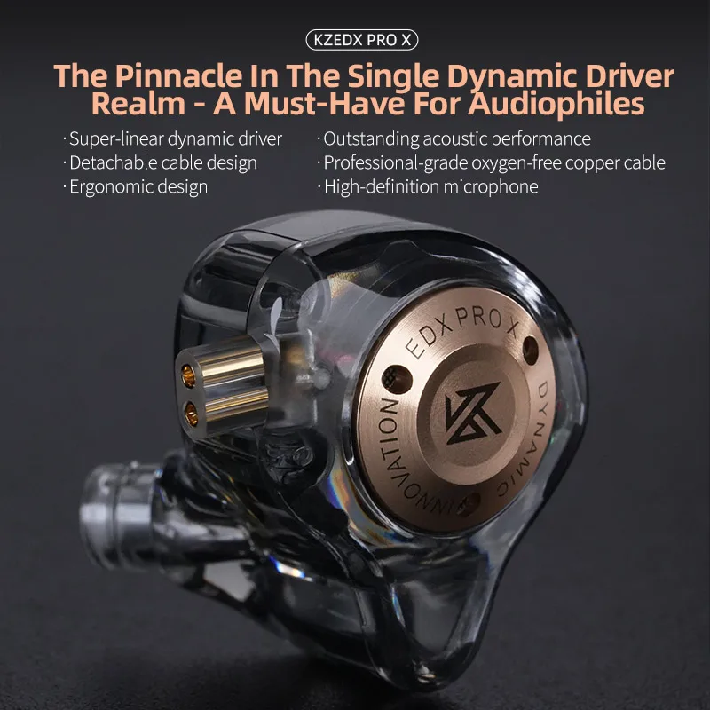 Fones de Ouvido HIFI Heavy Bass Fones Esportivos - Metal/KZ EDX PRO X Dynamic Drive Fones.