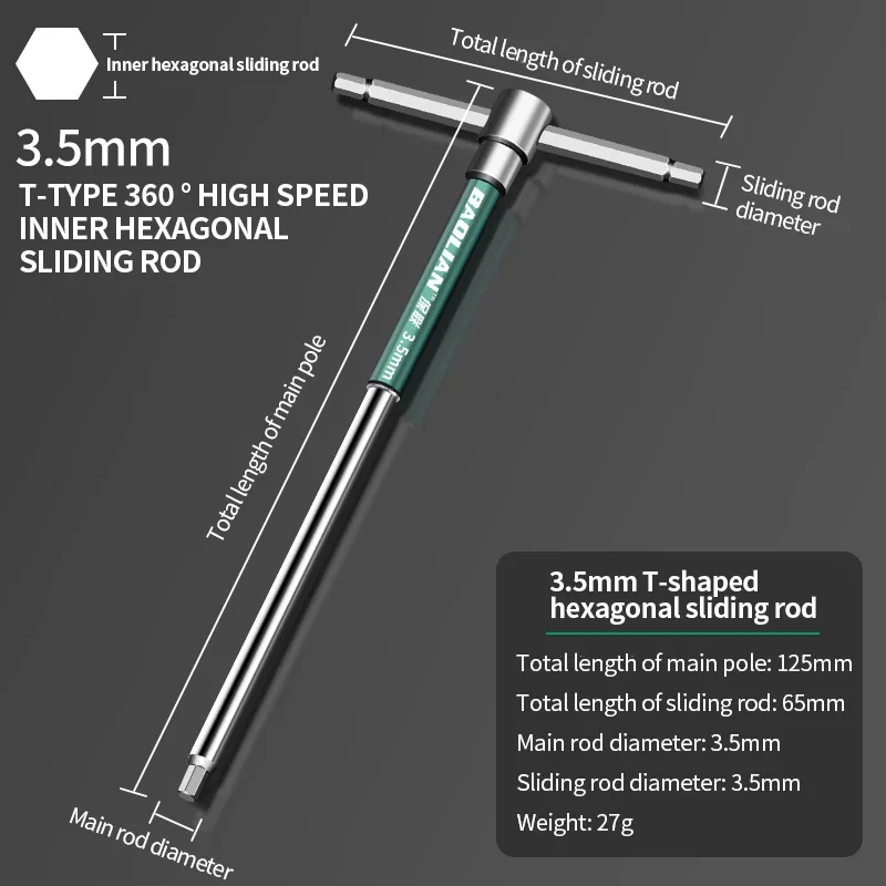 Conjunto de Chave Sextavada de 2.5mm a 10mm - Chave em "T"/Cromada. - Imagem 13