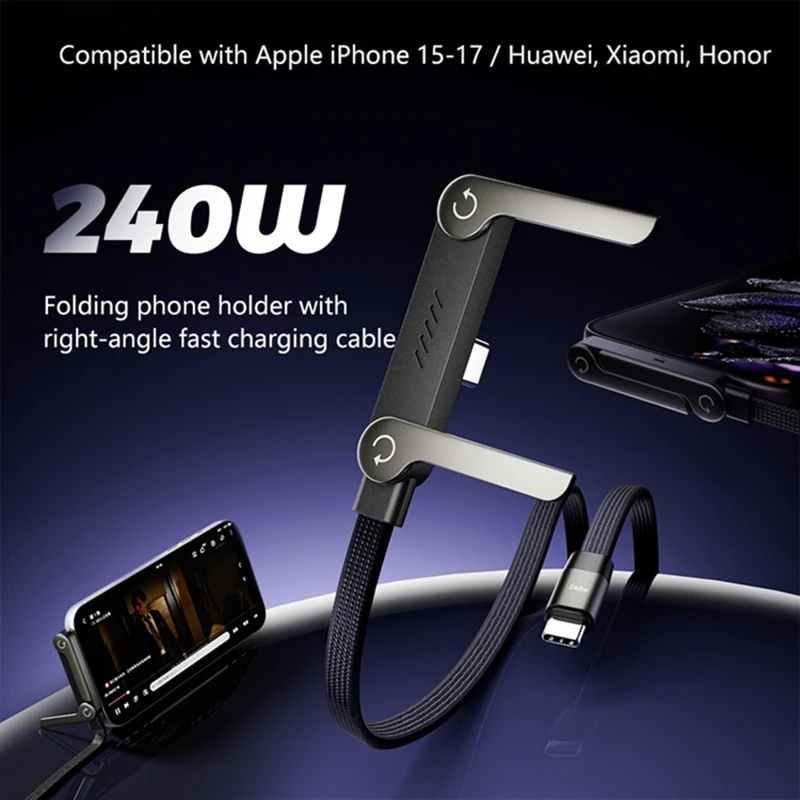 Carregador Rápido Dobrável – Suporte/Cabo de Dados240W. - Imagem 2