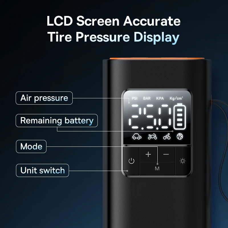 Calibrador Sem Fio Portátil - Inflador de Pneus/Compressor/Display Digital. - Imagem 8