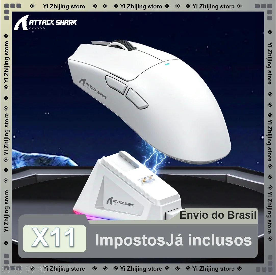 Mouse Gamer Sem Fio X11 - Tri-Mode RGB/Sensor Óptico PAW3311.
