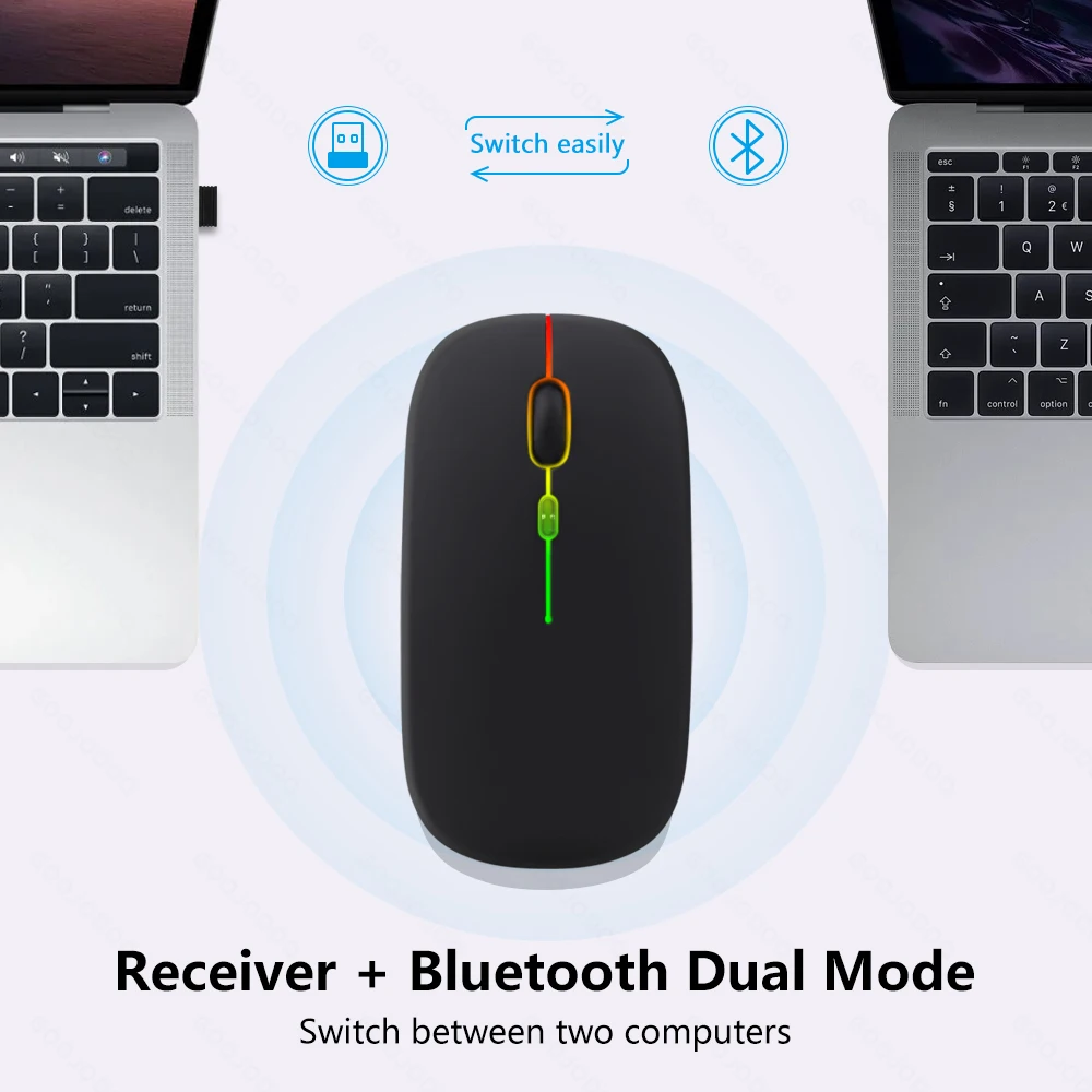 Mouse Modo Duplo Recarregável - Luz Colorida GOOJODOQ Bluetooth + 2.4G. - Imagem 4