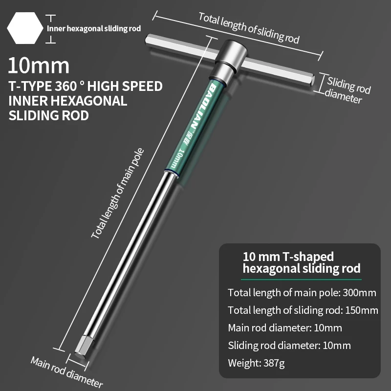 Conjunto de Chave Sextavada de 2.5mm a 10mm - Chave em "T"/Cromada. - Imagem 19