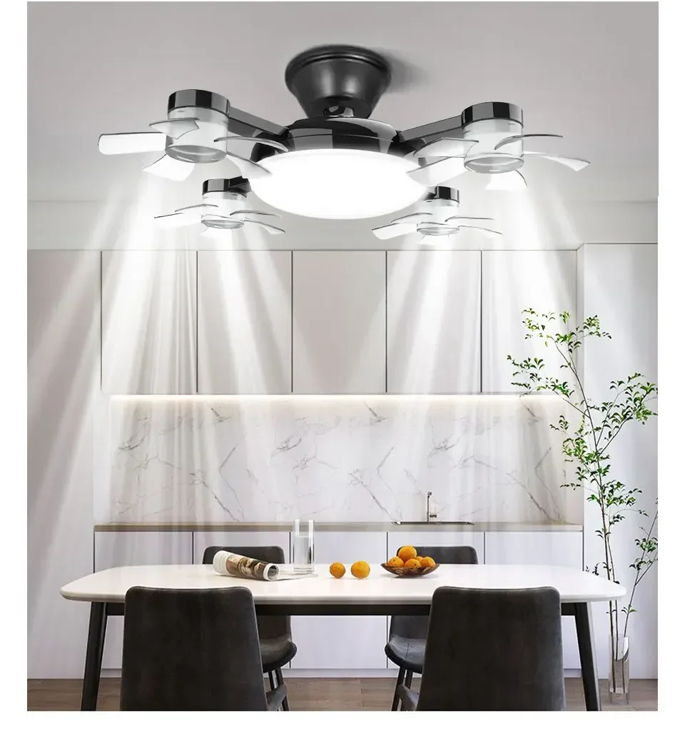 Ventilador de Luz 2 em 1 - 60w E27/Drone Design.Controle Remoto AC85-265V.