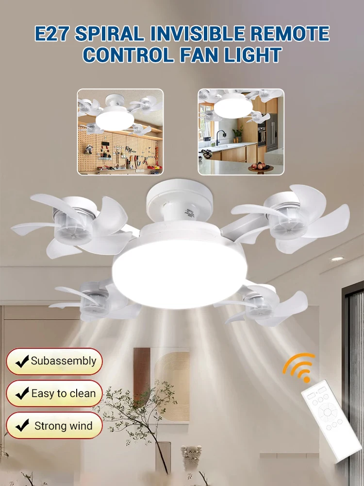 Ventilador de Teto Com Luz LED 50W 60W - Luminárias Simples/Controle Remoto E27. - Imagem 15