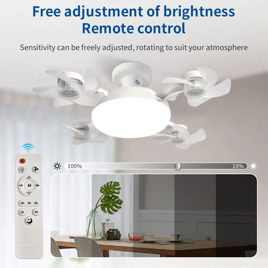 Ventilador de Luz 2 em 1 - 60w E27/Drone Design.Controle Remoto AC85-265V. - Imagem 23